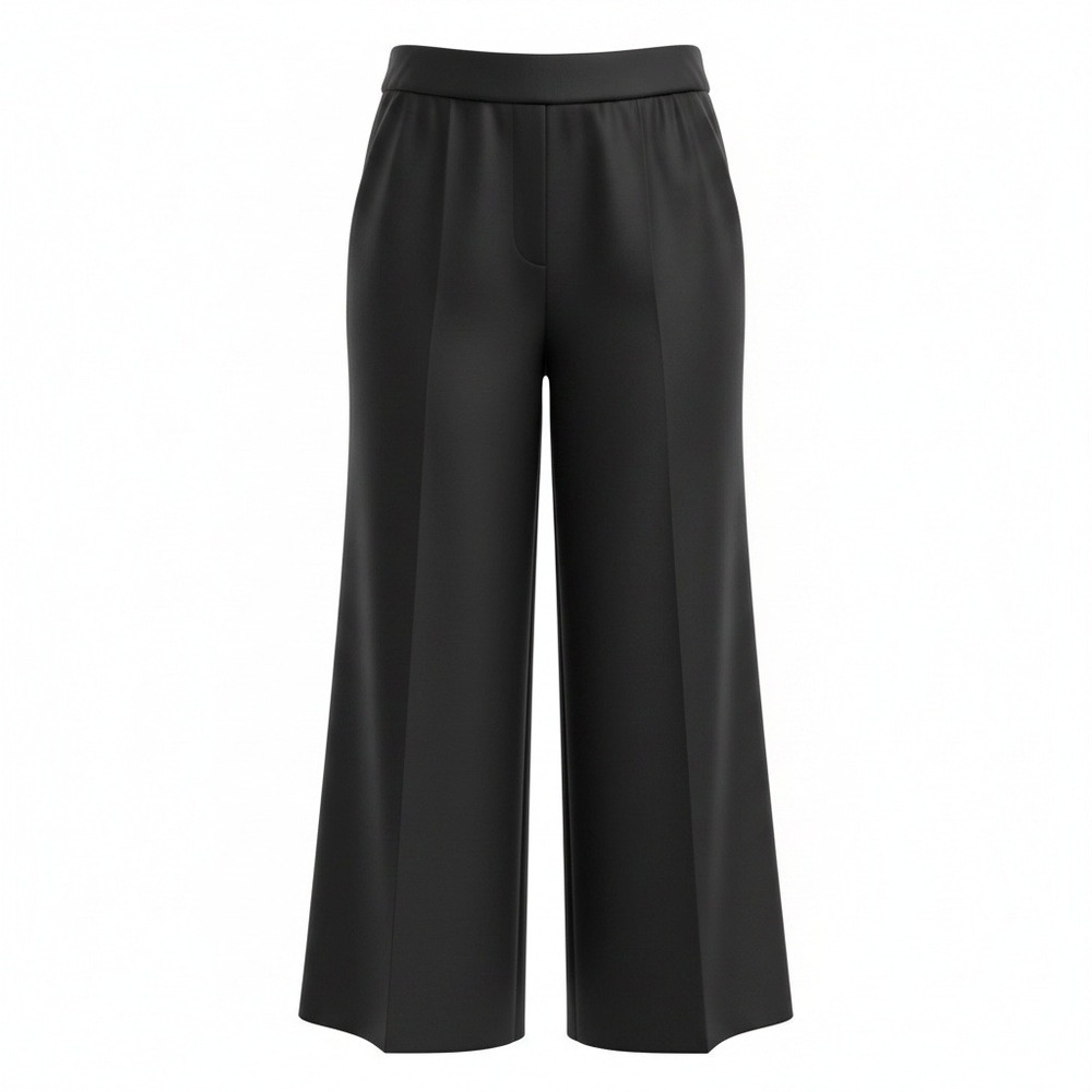 Eileen Fisher Black Relaxed Organic Linen Cropped Pants Lagenlook Minimalist L